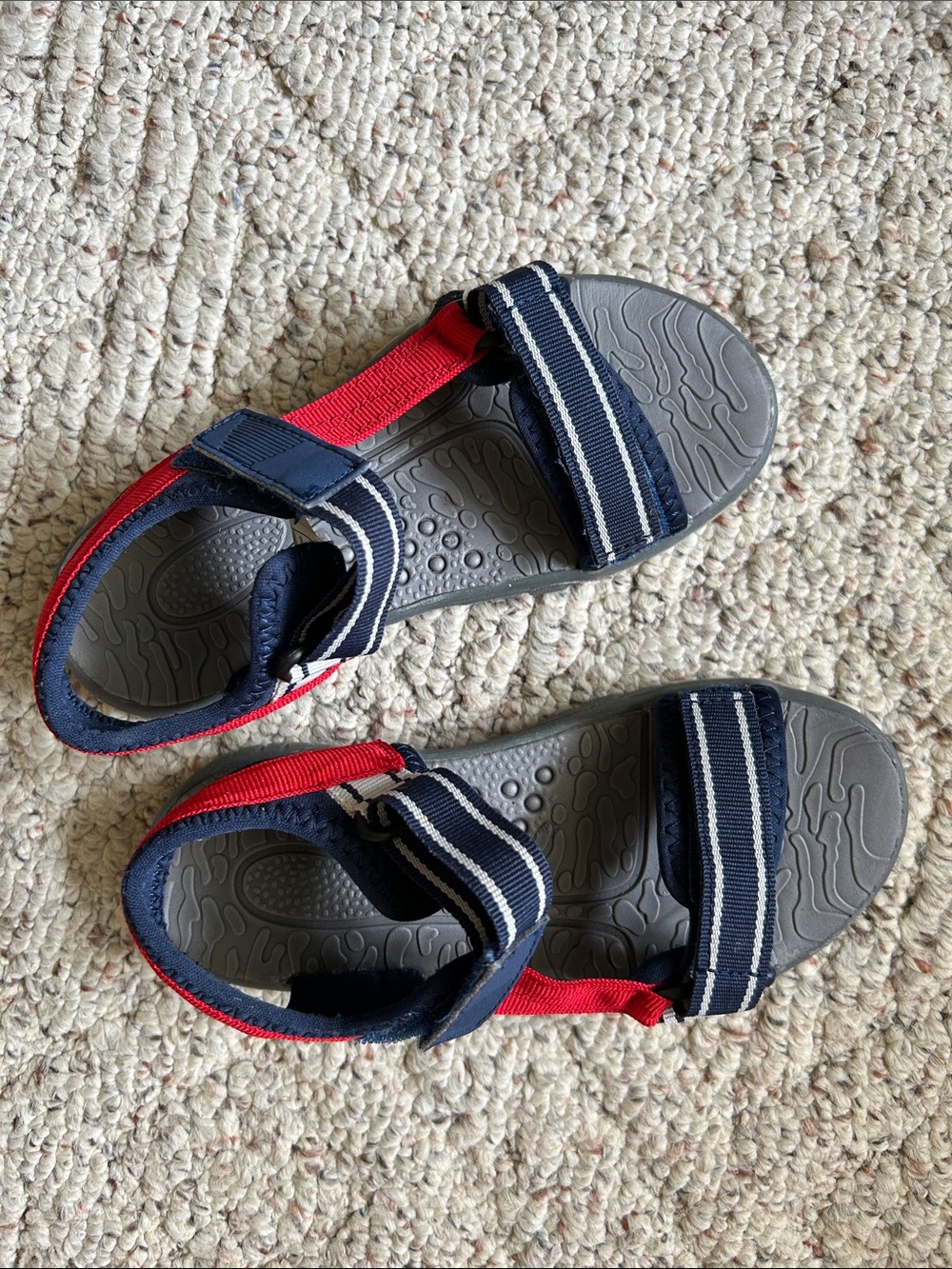 Kids Striped Navy and Red Hook-and-Loop Sandals